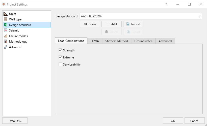 Project Settings - Design Standard