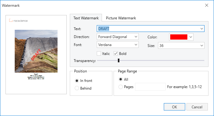 Watermark dialog