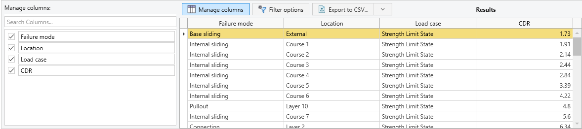 Results pane