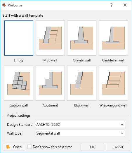 Welcome dialog