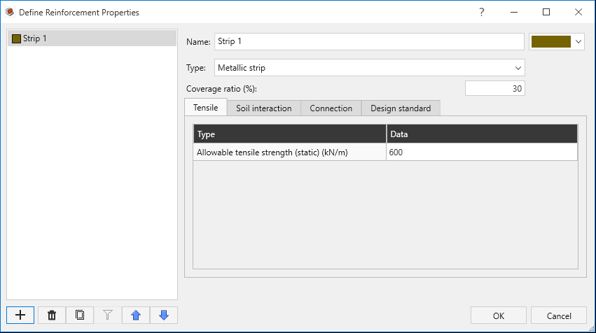 define reinforcement properties dialog