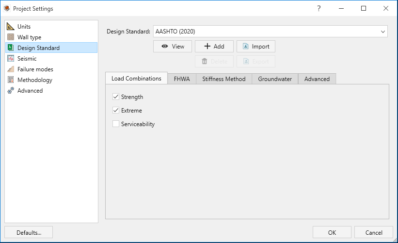 project settings design standard