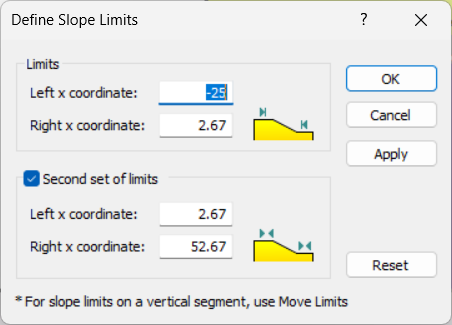 Define limits dialog