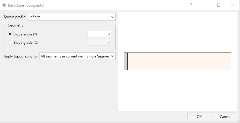Backslope topography dialog