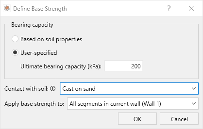 Define base strength dialog