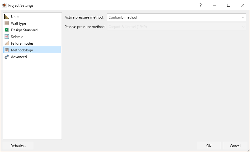 Project settings - methodology