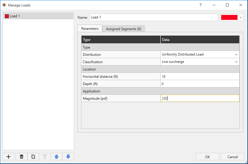 manage loads parameters