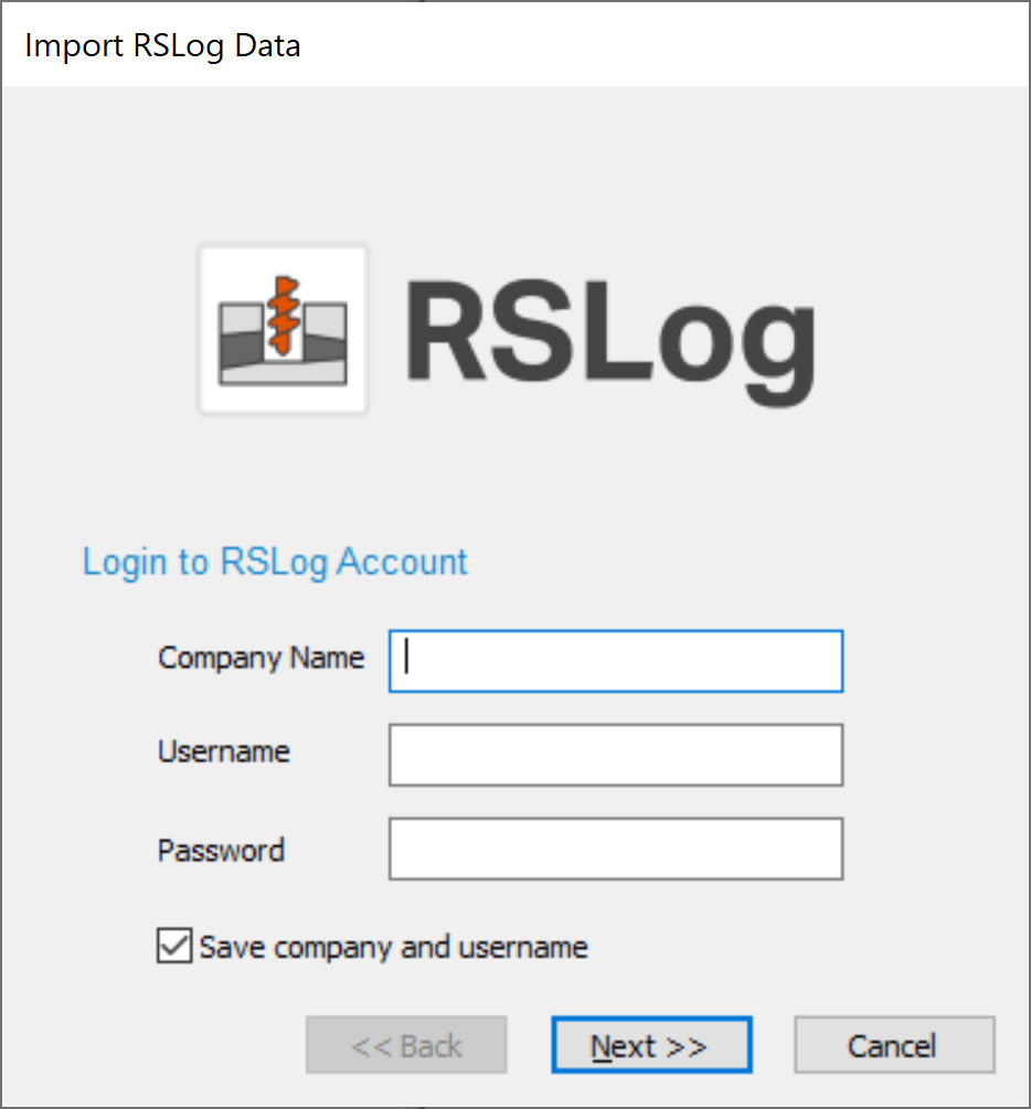 Import RSLog Data dialog