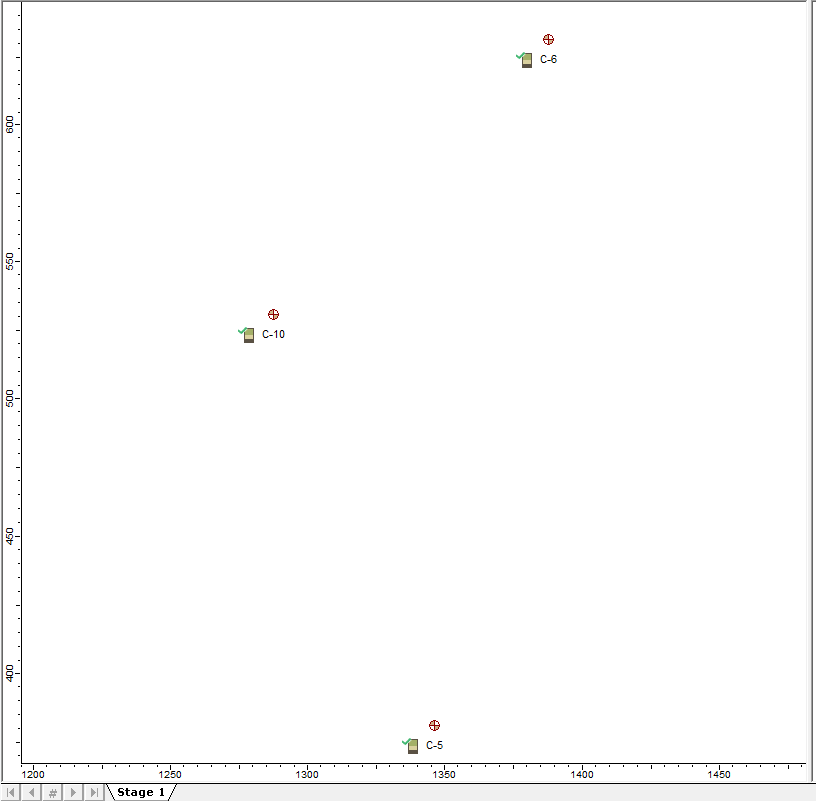 Plan view of three CPTs