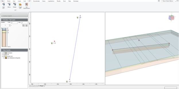 3D soil model made using CPT boreholes