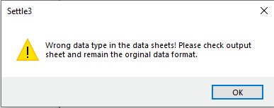 Invalid Data Type warning message