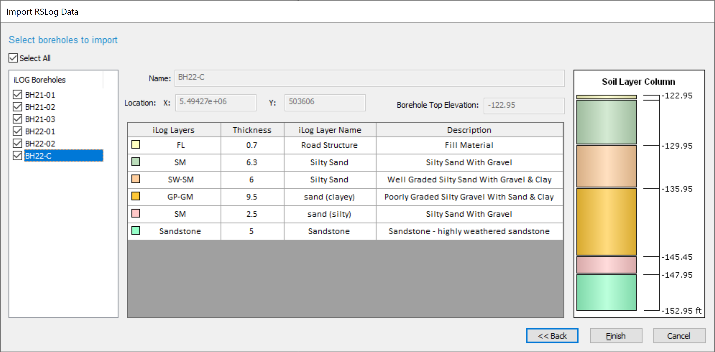 Import RSLog Data dialog