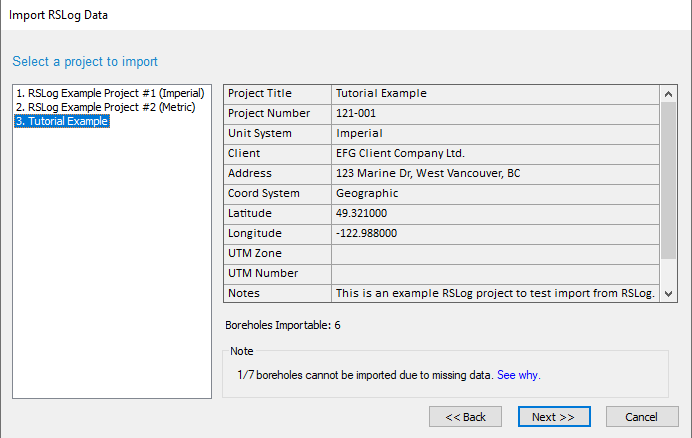 import rslog data dialog