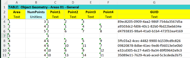 Areas connectivity spreadsheet example