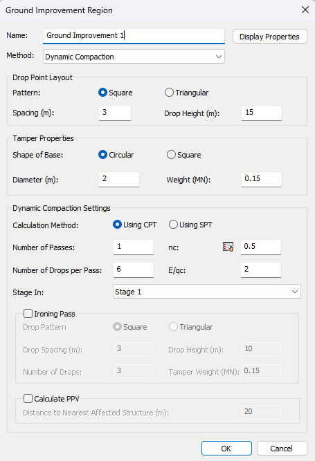 Ground improvement dialog