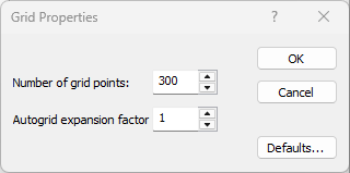 Grid properties dialog