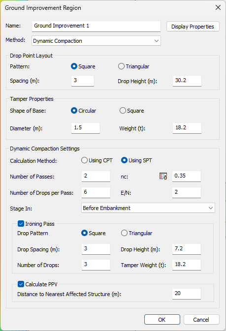 Ground improvement dialog