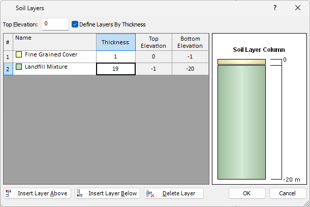 Soil layers dialog