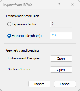 Import from RSWall dialog