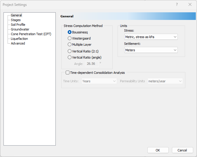 Project Settings: General tab