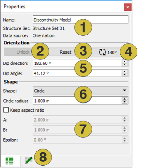 Properties pane for Discontinuity Models