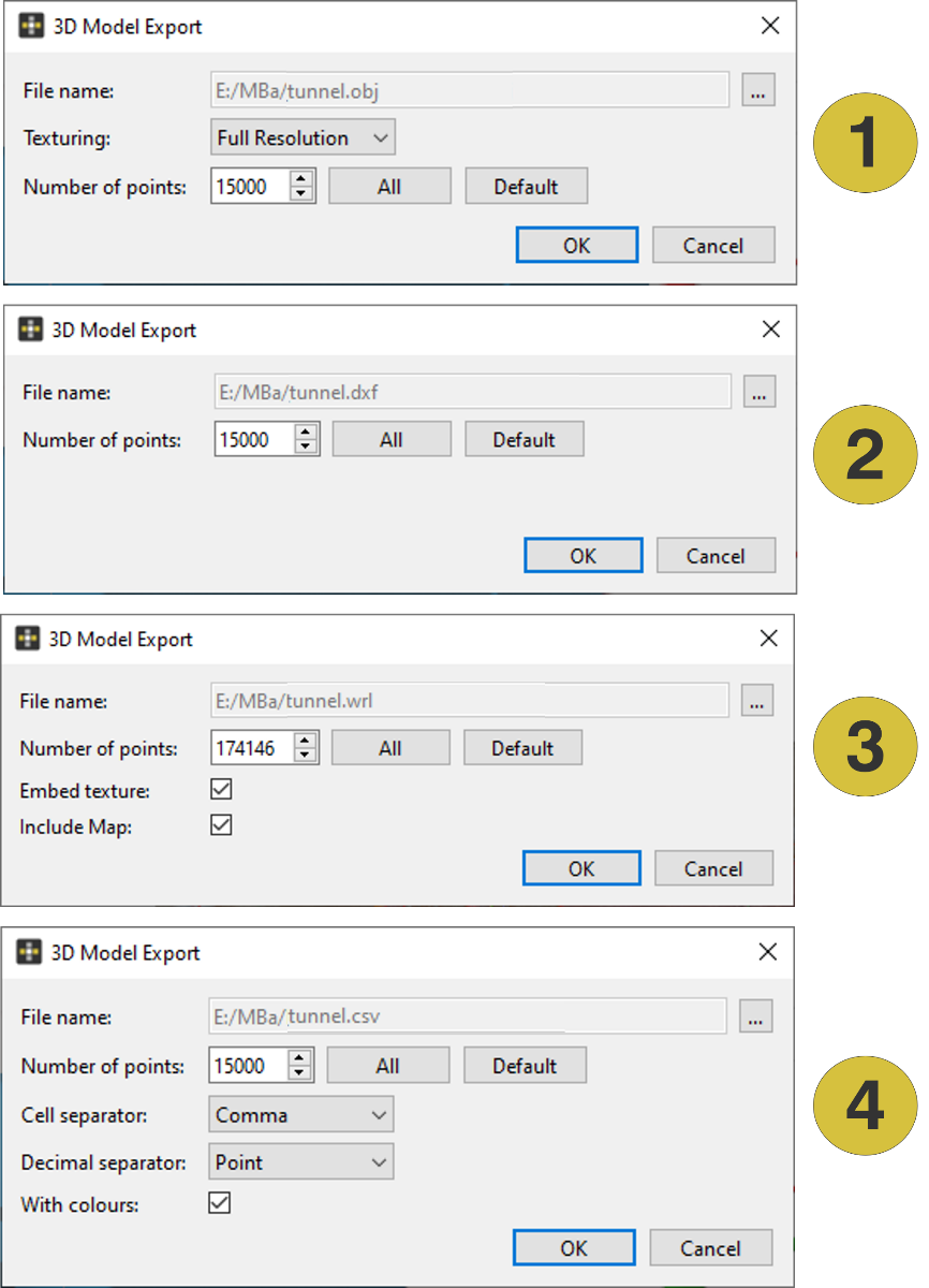 Export 3D model to various file formats