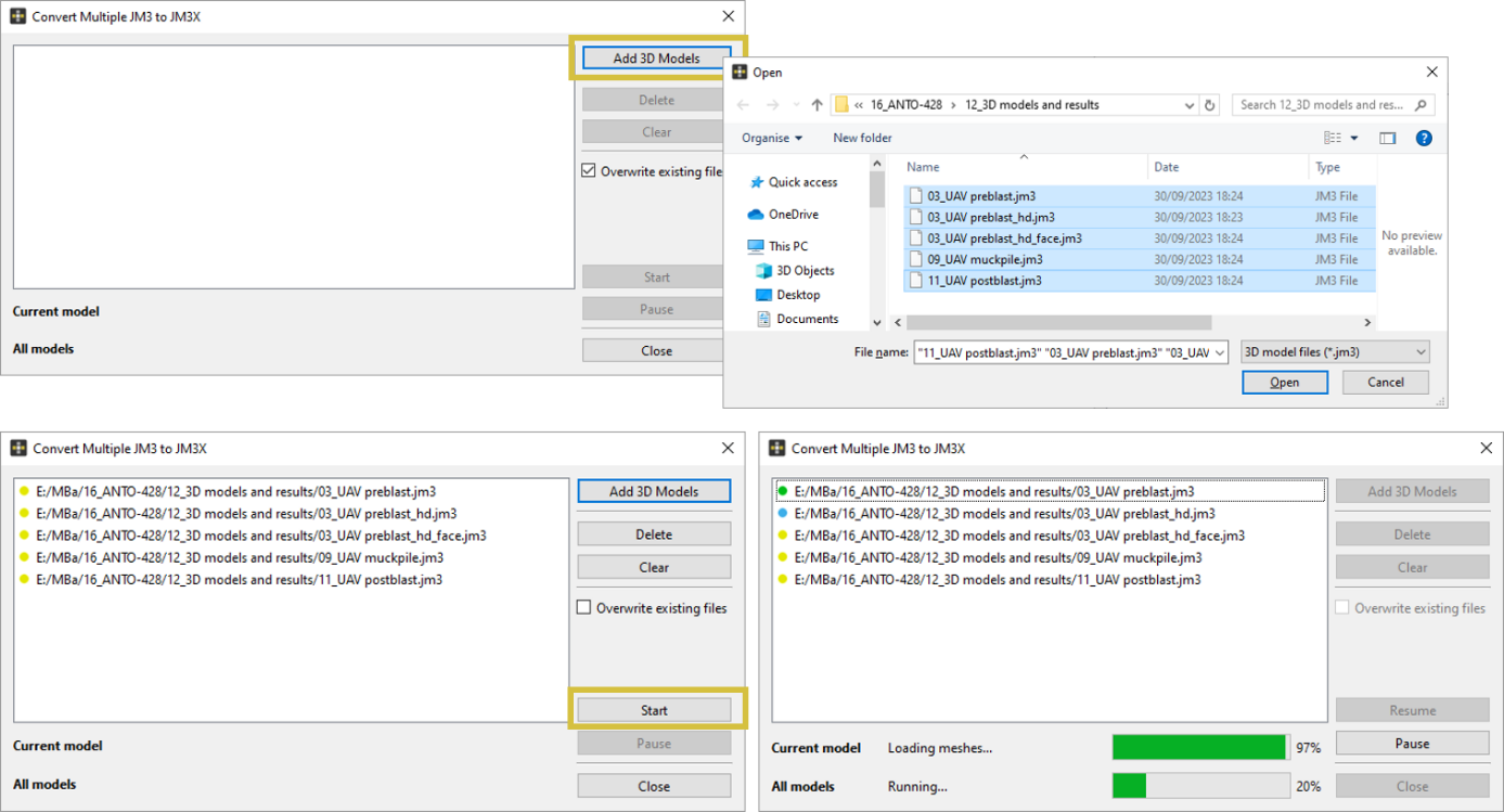 Convert multiple JM3 to JM3X files