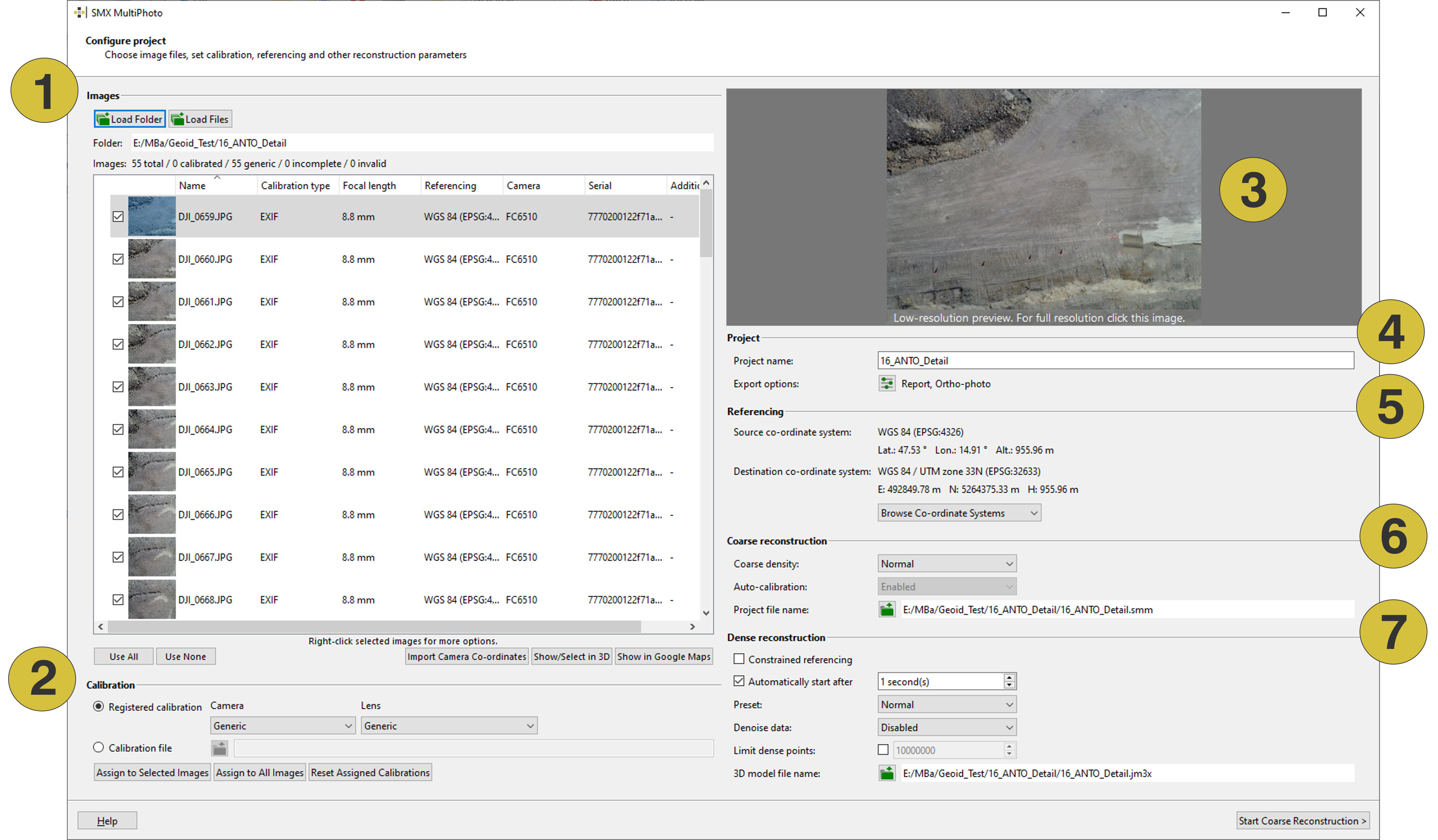 User interface Configure Project of the MultiPhoto