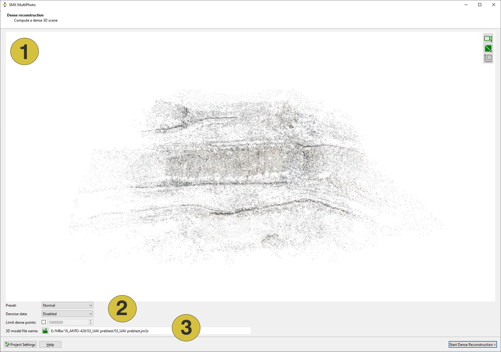 User interface Dense Reconstruction