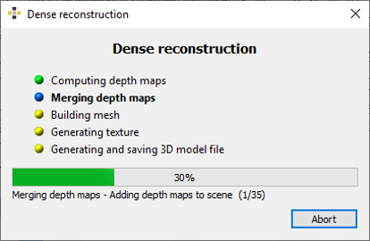 Progress window: Dense Reconstruction