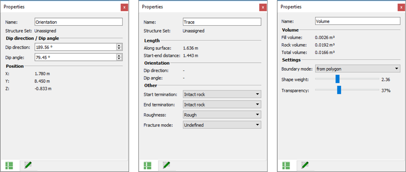 Examples of Properties panes