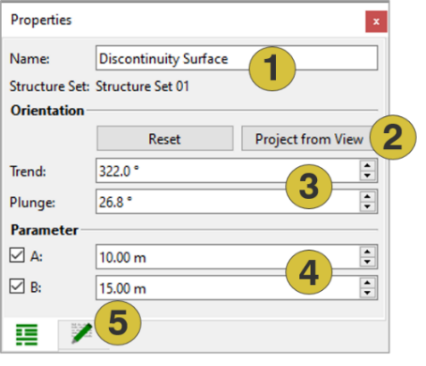 Properties pane of Discontinuity Surfaces