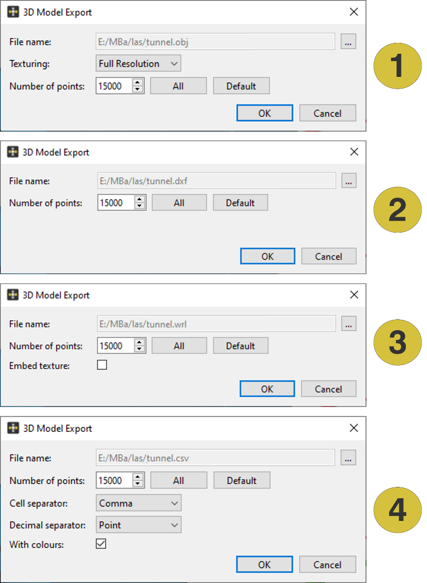 Export 3D model to various file formats