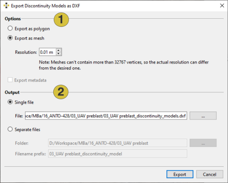 Export Discontinuity Models as “.dxf”