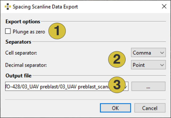 Export spacing scanline data as “.csv”