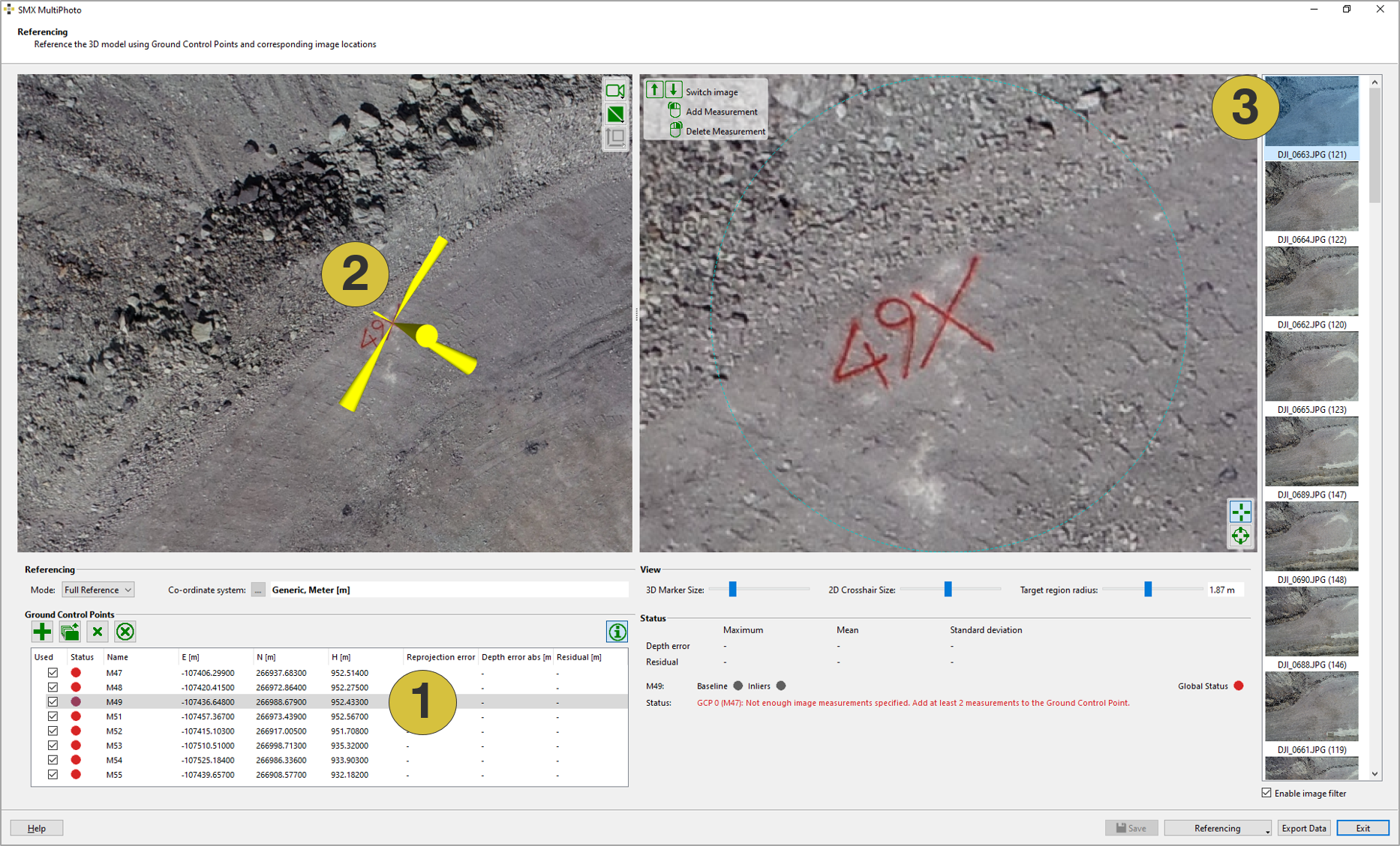 Localizing GCP in the 3D viewer