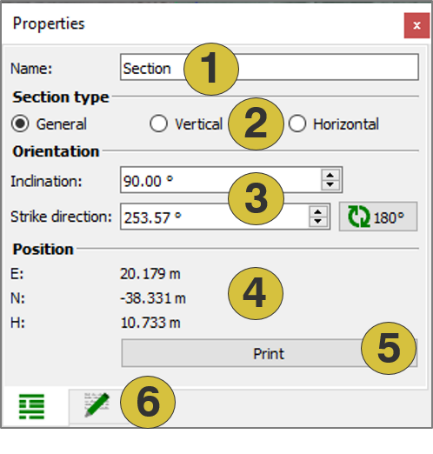 Properties pane for Sections