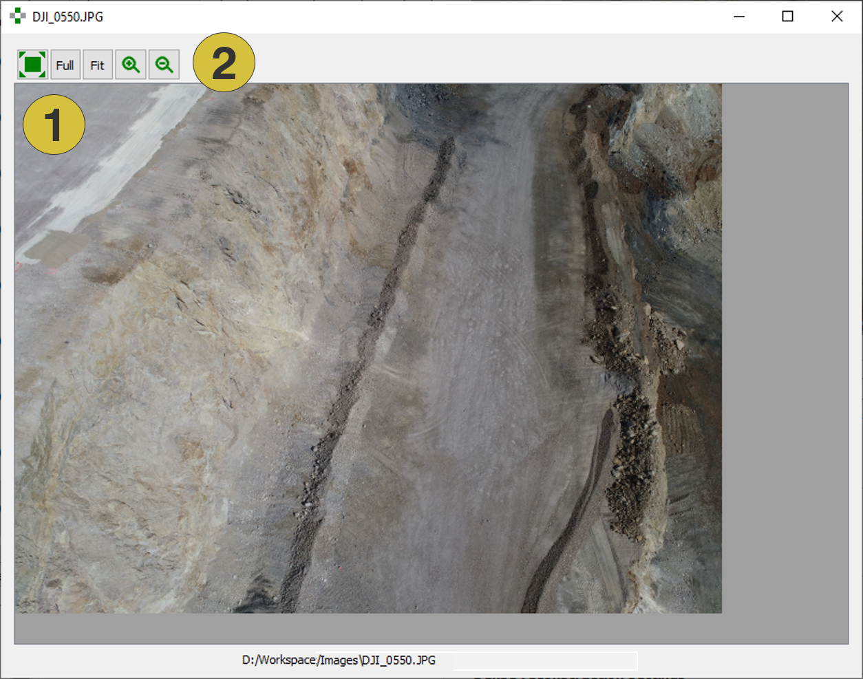 Single image viewer opened in the context menu of the image data list