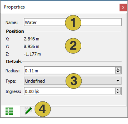 Properties pane for Water annotations