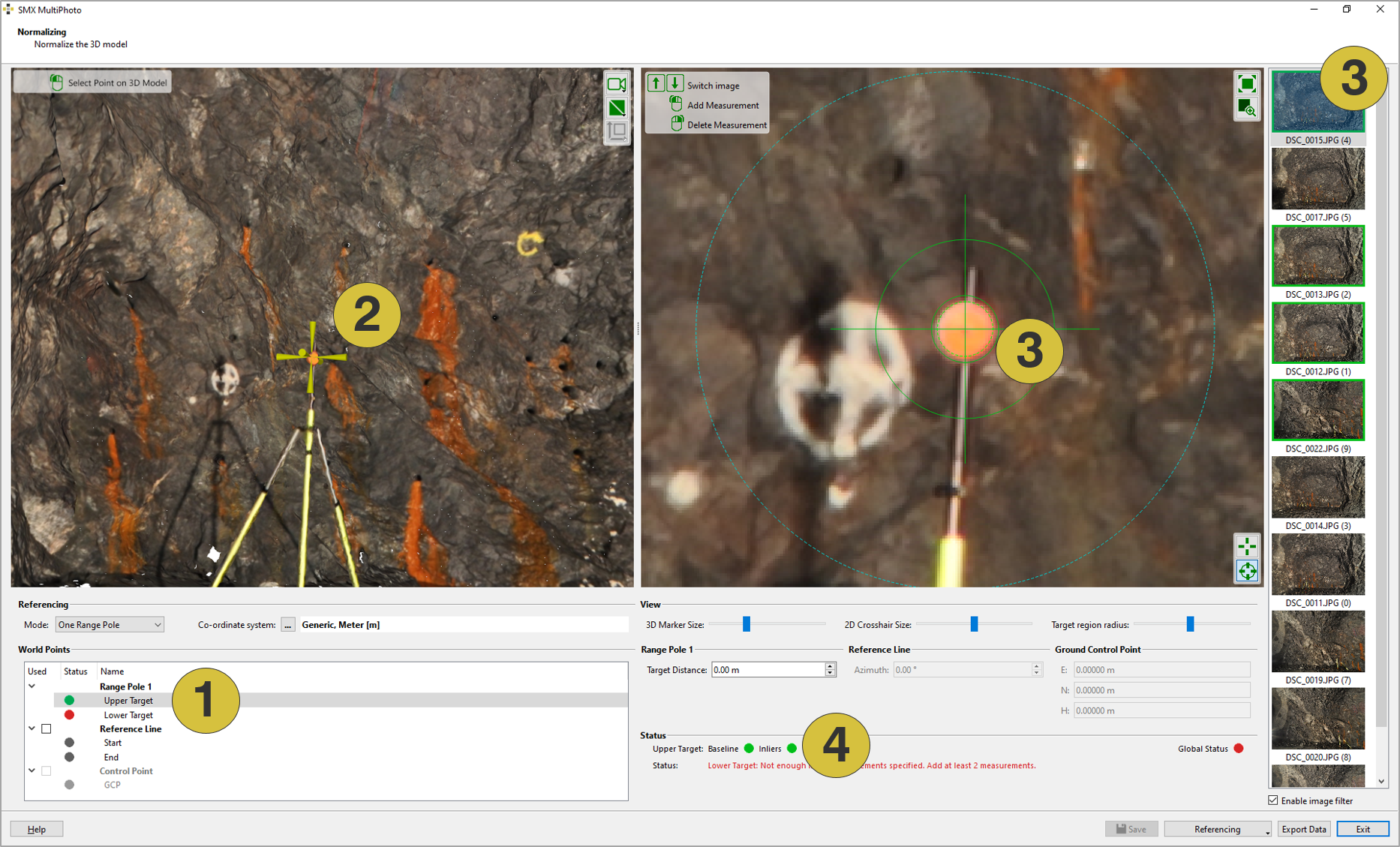 One Range Pole Mode - centering of the target