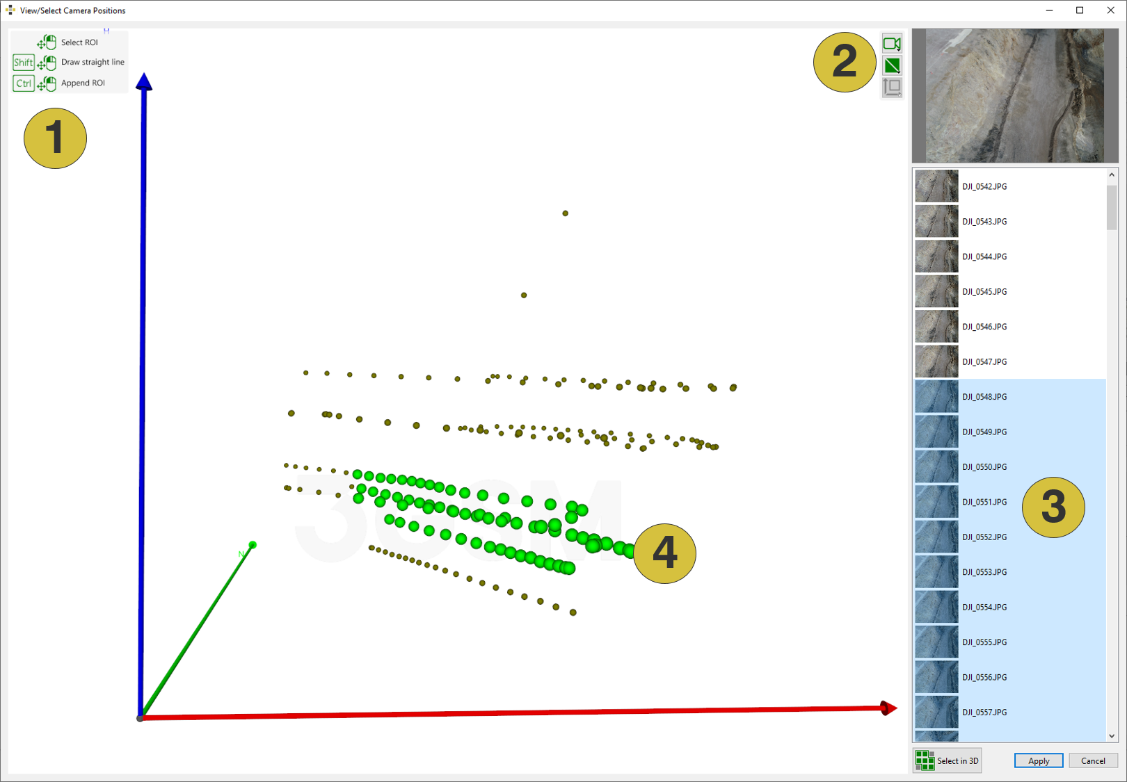 Image selection in the 3D viewer