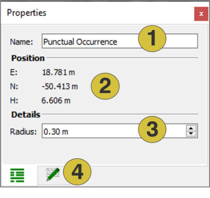 Properties pane for Punctual Occurrences