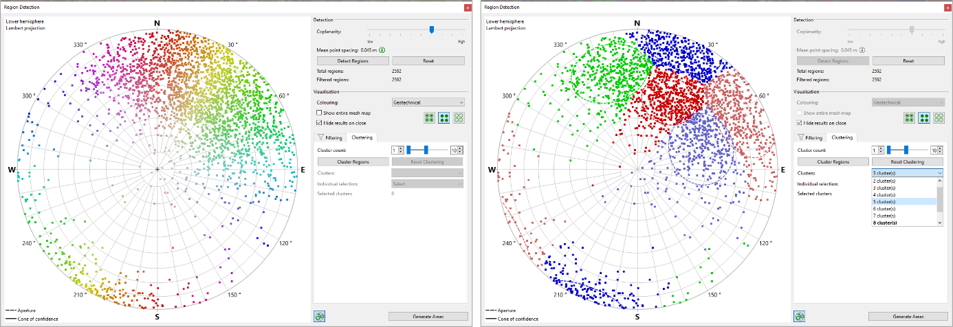 Clustering in the Region Detection tool