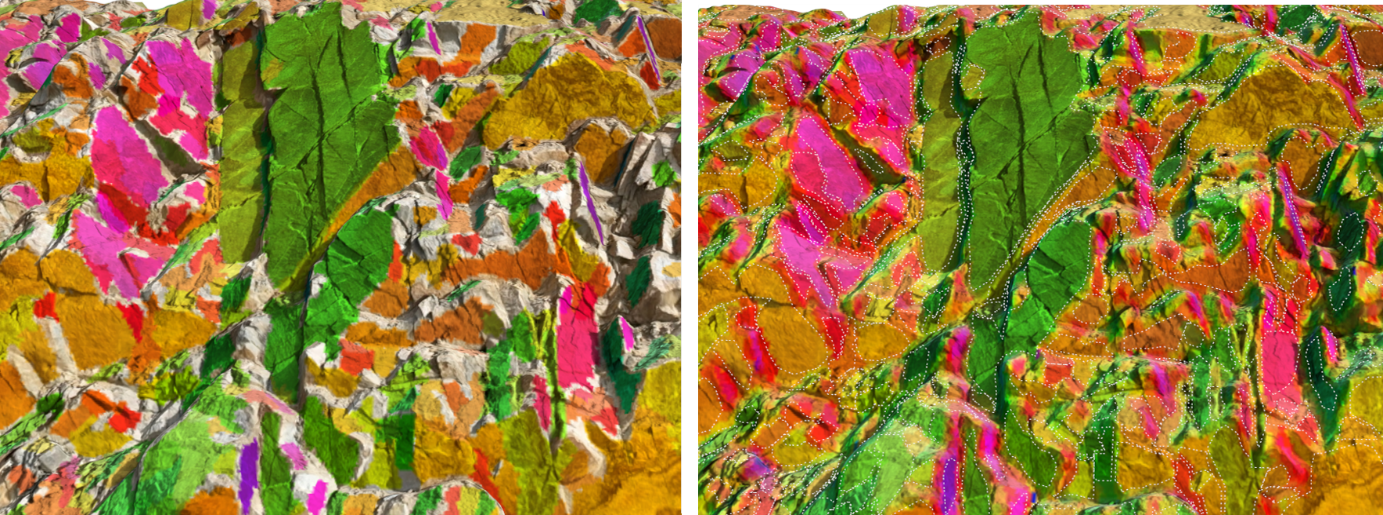 Detected regions (left) vs. Entire mesh map (right)