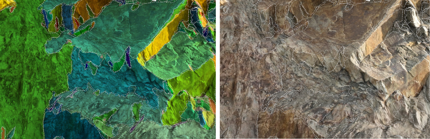 Display mode Show Colours and Boundaries (left) vs. Show Boundaries (right)