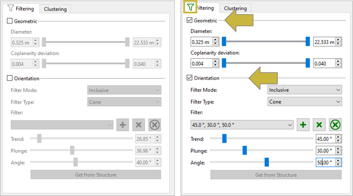 Filters in the Region Detection tool