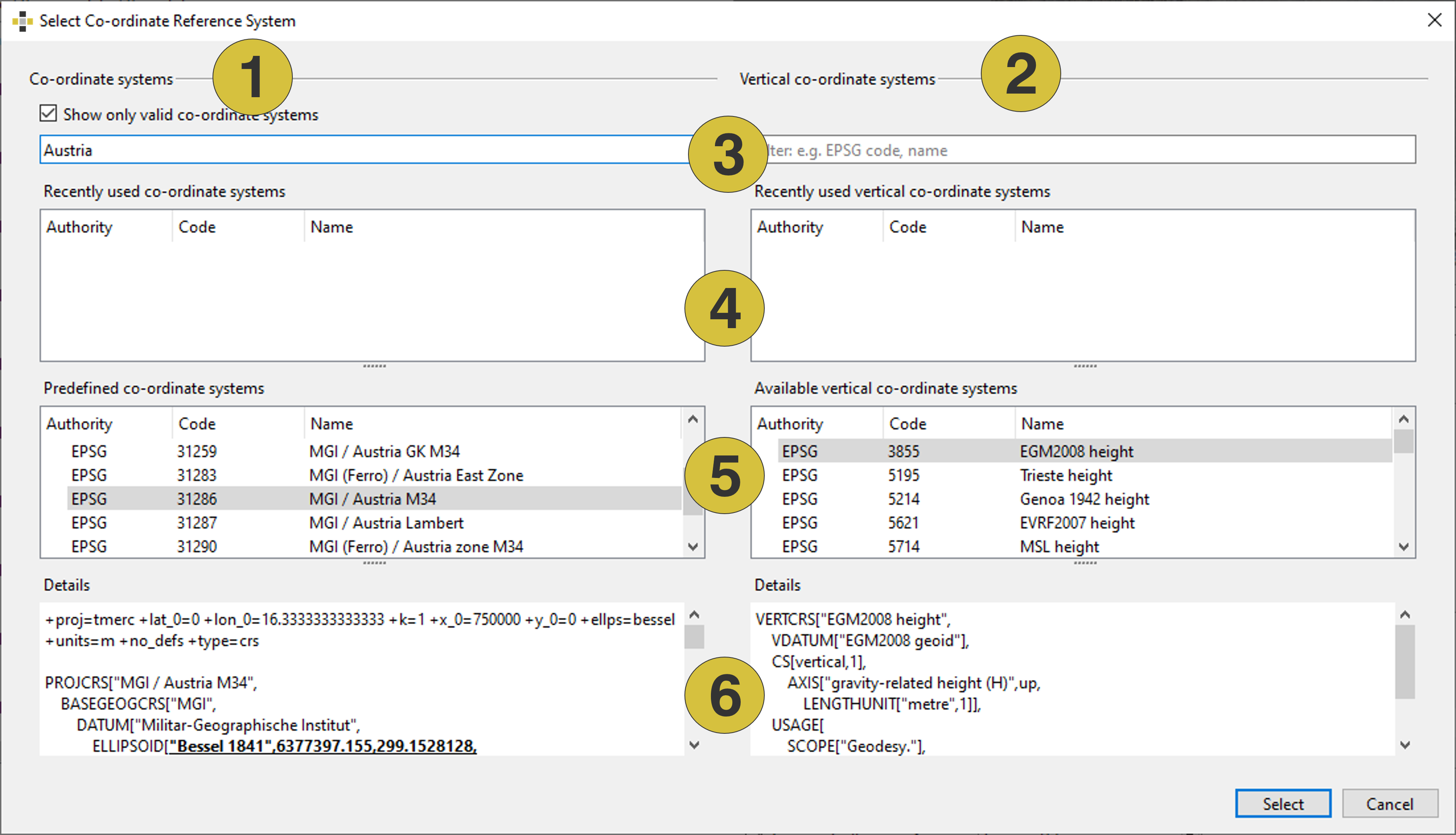 select coordinate reference system