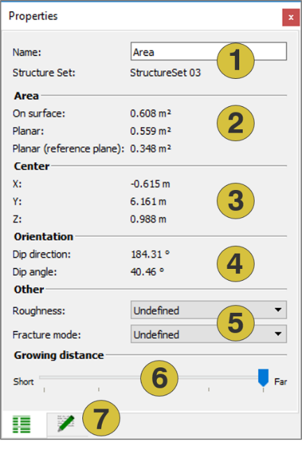 Properties dialog for Areas