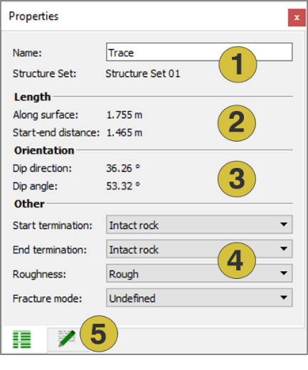 Properties pane for individual Traces