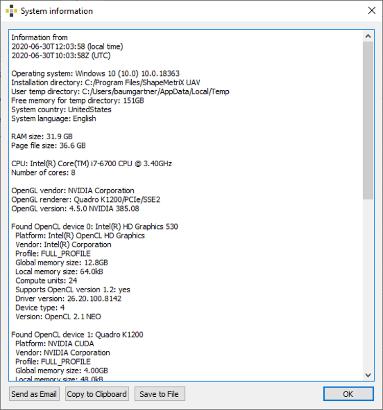 System Information dialog